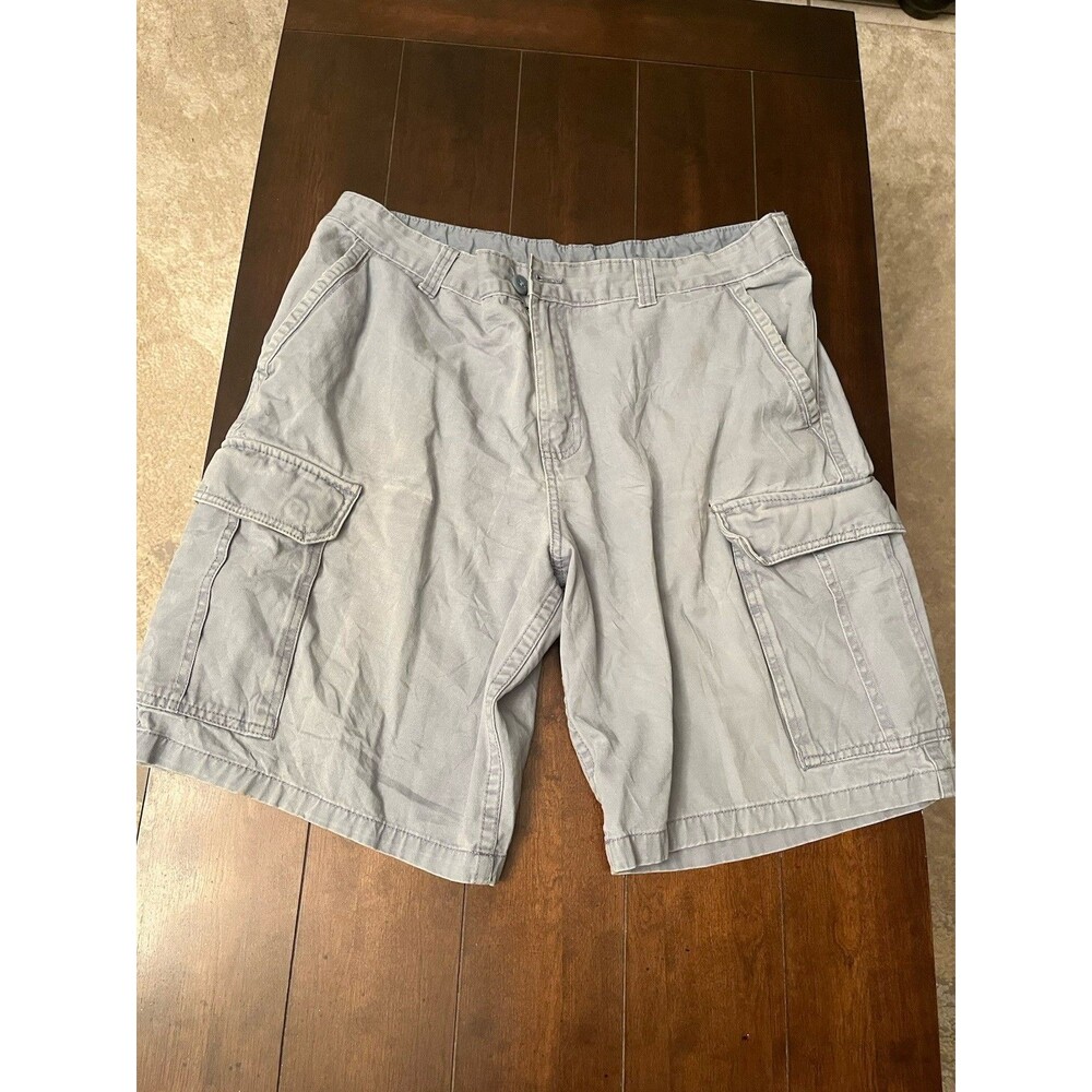 Faded Glory Cargo Shorts Mens 38 Gray Utility Outdoor Pockets Relaxed Fit Cotton